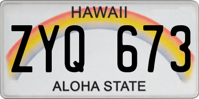 HI license plate ZYQ673