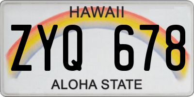 HI license plate ZYQ678