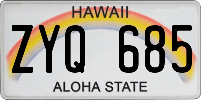 HI license plate ZYQ685