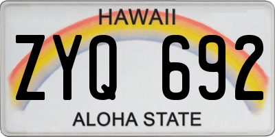 HI license plate ZYQ692