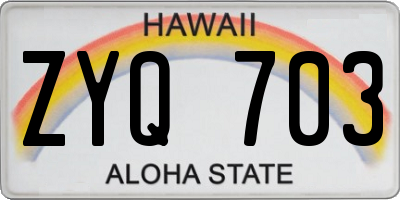 HI license plate ZYQ703