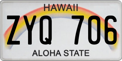 HI license plate ZYQ706