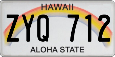 HI license plate ZYQ712