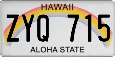 HI license plate ZYQ715