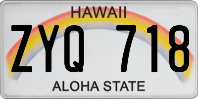 HI license plate ZYQ718