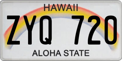 HI license plate ZYQ720