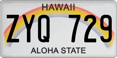 HI license plate ZYQ729