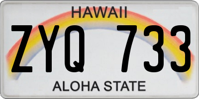 HI license plate ZYQ733
