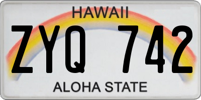 HI license plate ZYQ742