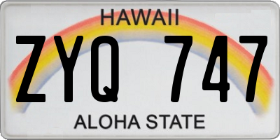 HI license plate ZYQ747