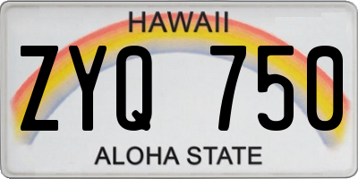 HI license plate ZYQ750