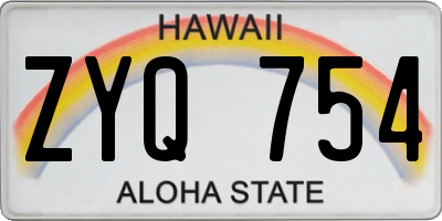 HI license plate ZYQ754