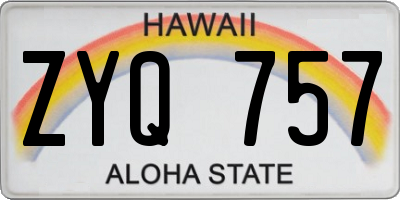 HI license plate ZYQ757