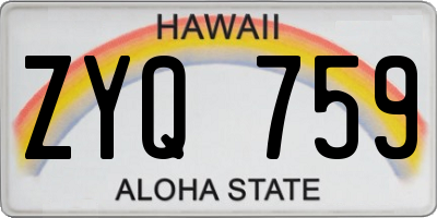 HI license plate ZYQ759