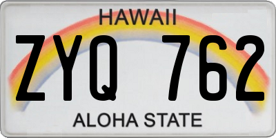 HI license plate ZYQ762