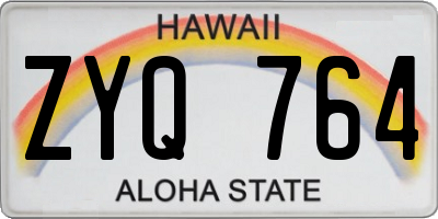HI license plate ZYQ764