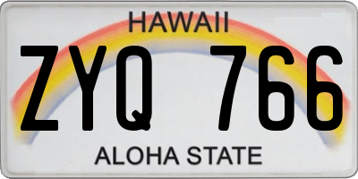 HI license plate ZYQ766