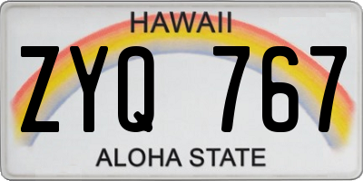 HI license plate ZYQ767