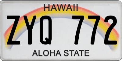 HI license plate ZYQ772
