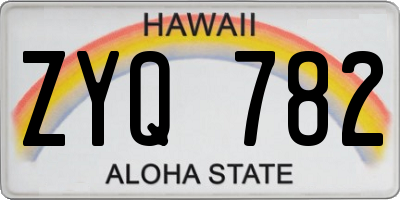 HI license plate ZYQ782