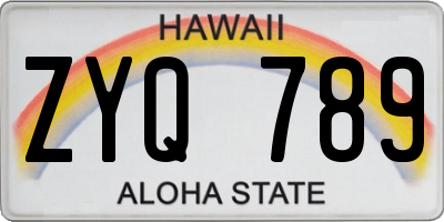 HI license plate ZYQ789