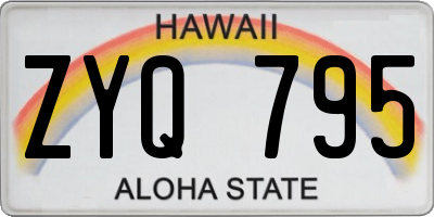 HI license plate ZYQ795
