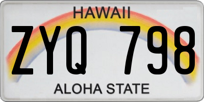 HI license plate ZYQ798