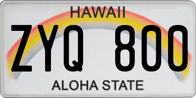 HI license plate ZYQ800
