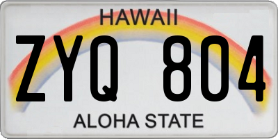 HI license plate ZYQ804