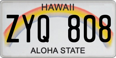 HI license plate ZYQ808