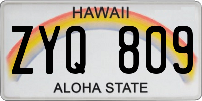 HI license plate ZYQ809