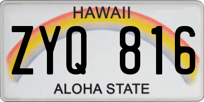 HI license plate ZYQ816