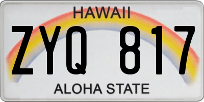 HI license plate ZYQ817