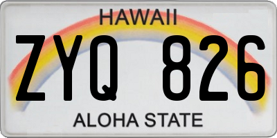 HI license plate ZYQ826
