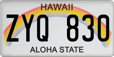 HI license plate ZYQ830