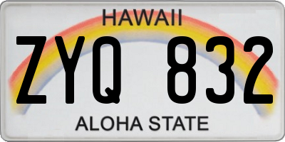 HI license plate ZYQ832