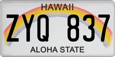 HI license plate ZYQ837