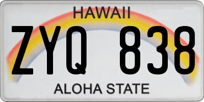 HI license plate ZYQ838