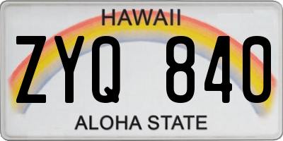 HI license plate ZYQ840