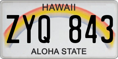 HI license plate ZYQ843