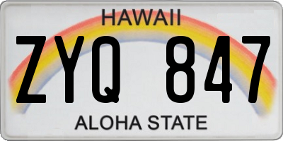 HI license plate ZYQ847