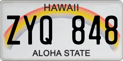 HI license plate ZYQ848