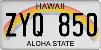 HI license plate ZYQ850