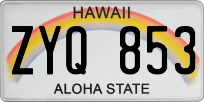 HI license plate ZYQ853