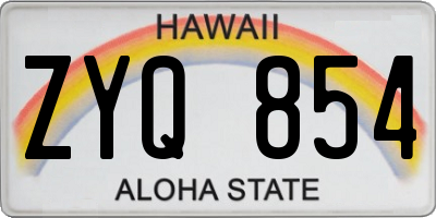 HI license plate ZYQ854