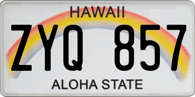 HI license plate ZYQ857