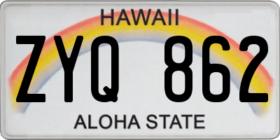 HI license plate ZYQ862