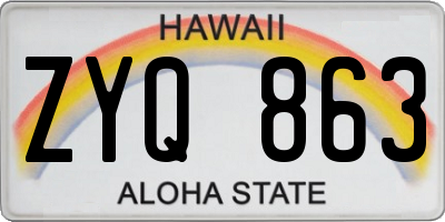 HI license plate ZYQ863
