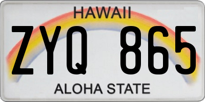 HI license plate ZYQ865