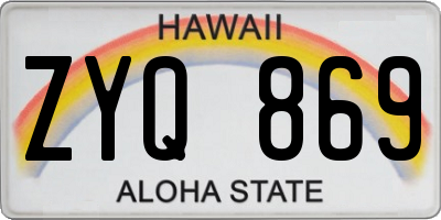 HI license plate ZYQ869